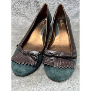 Vtg Cole Haan Women’s 8.5 Green Suede Pin Grand Penny AIR LINDEN Wedge Flats